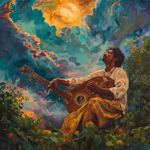 An instrumental piece that celebrates the triumph of the monsoon season with traditional hindustani sitar melodies. Uplifting and grand, the music captures the spirit of renewal and victory as the rains bring life and greenery back to the earth. The piece crescendos into a powerful, celebratory climax, creating an inspiring auditory experience.