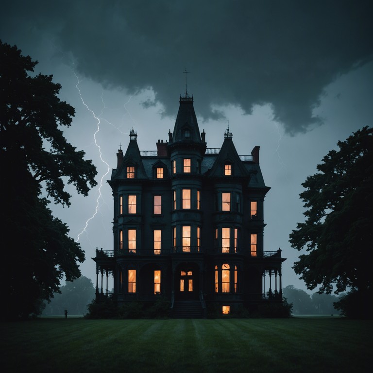 Imagine a soundtrack where every beat and tone brings to life the eerie sensation of shadowy figures dancing in an old, haunted mansion. This alternative take brings a more intense eeriness to the forefront, perfect for a suspense filled dance night where the unknown meets the rhythm of the living.