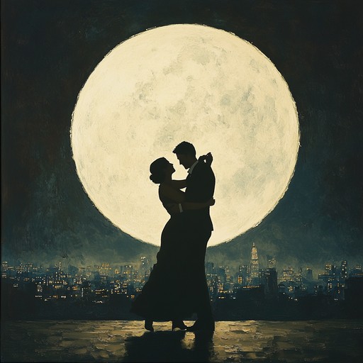 A couple glides elegantly under a silver argentine moon, their steps a passionate whisper of traditional tango rhythm. Each movement tells a hidden tale of longing and affection, echoing through the cobblestoned streets of buenos aires.