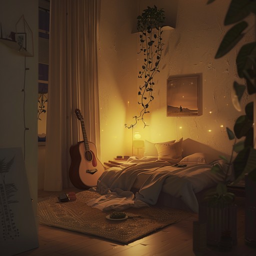 Experience a soothing track marked by the gentle strumming of an acoustic guitar intertwined with subtle synths. This bedroom pop piece evokes feelings of nostalgia and reflection, ideal for quiet nights of personal contemplation.