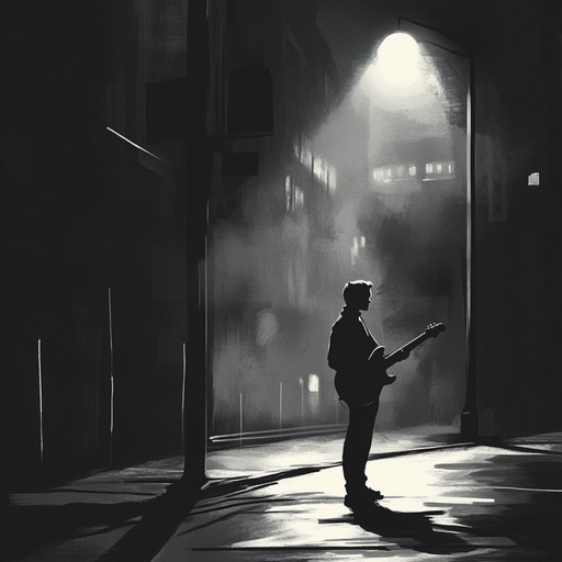 An evocative blues composition set against the backdrop of an urban landscape, featuring somber electric guitar riffs, deep harmonica lines, and a laid back rhythm section, portraying the feeling of wandering city streets alone