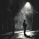 gritty, somber blues reflecting a city's night solitude