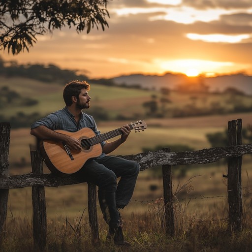 An emotional instrumental piece that delves deep into the nostalgic and introspective sentiments of sertanejo, capturing the essence of heartbreak and longing. The melody, executed primarily by a classical guitar, is subtly supported by traditional brazilian percussions, creating a delicate and somber rural ambience.