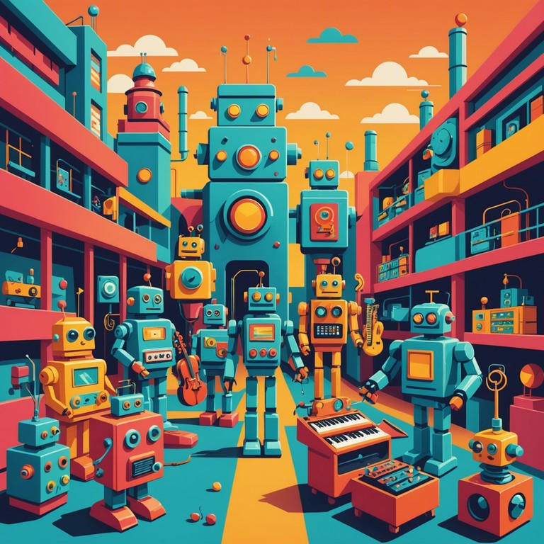 In a world dominated by digital sounds, a collection of small robot toys infused with ai decide to break from the norm and start a musical rebellion. This piece captures the essence of their tiny, defiant spirits using quirky and playful electronic sounds blended with a distinctly rebellious tone.