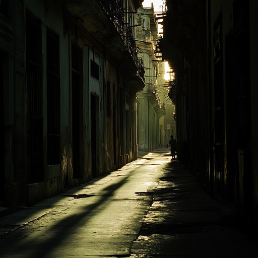 A tense blend of afro cuban rhythms and urban textures creates an ambiance of midnight suspense on havana's streets. The intricate drum patterns and rhythmic fluctuations underscore a sense of looming tension, mimicking the heartbeat of a city that's alive yet anxious. Feel the pulse of congas, maracas, and bells as they echo through dimly lit alleyways, where each sound builds a meticulous narrative of unease and anticipation.