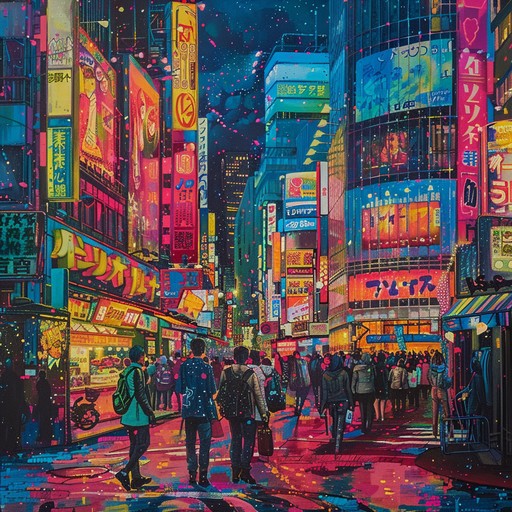 This lively instrumental jpop song captures the electric atmosphere of tokyo at night, with pulsing synths, catchy melodies, and driving rhythms. Sparkling arpeggiators and shimmering pads evoke the city's dazzling neon lights, while punchy drums and bass keep the energy high. Perfect for a montage of exploring tokyo's colorful streets and bustling nightlife.