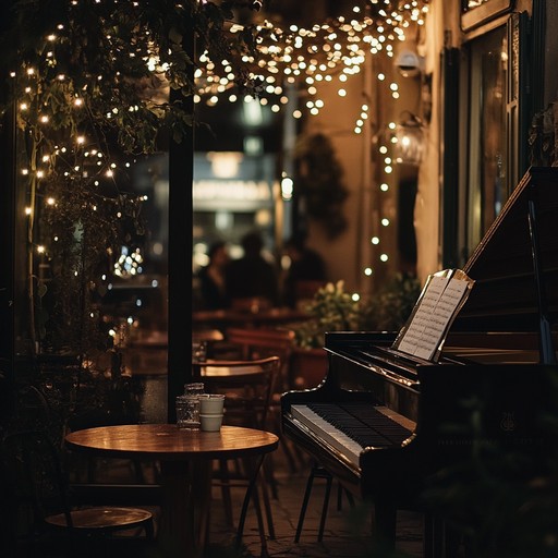 Imagine being on a rooftop under a starry sky, surrounded by the gentle murmur of conversations, the city lights twinkling below. This track features soft piano and warm melodies that paint a serene picture, perfect for creating a relaxing and romantic atmosphere