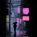 produces a haunting cyberpunk melody echoing through a dystopian cityscape