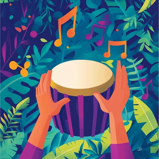 An instrumental piece dominated by lively djembe beats, representing the joyous atmosphere of a jungle celebration. The cheerful rhythms and melodies encourage listeners to dance and feel uplifted.