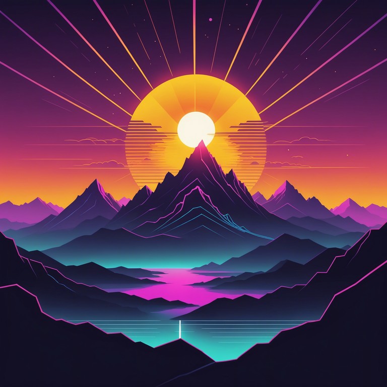 This track features a vibrant fusion of classic folk melodies played on the shamisen, integrated seamlessly with upbeat, modern synth rhythms, crafting an energizing soundscape that feels both timeless and futuristic. Designed to uplift and invigorate, the composition starts with a gentle sunrise like intro, escalating into a full burst of energy, mirroring a journey from dawn to midday in a neon lit mountain landscape.