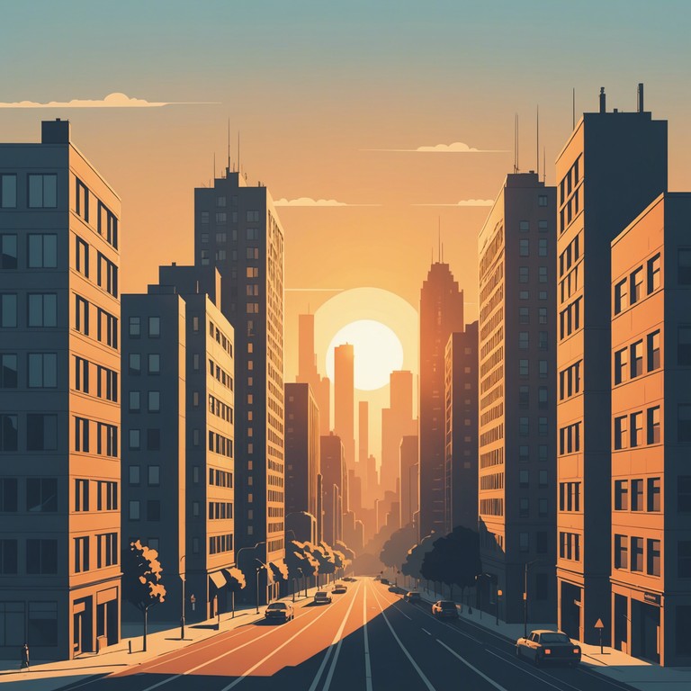 As the city stirs from night to day, the composition leverages electronic beats and a dynamic range of synth tones to deliver feelings of renewal and boundless possibility. The energetic beats mimic the hustle of urban life, while the serene transitions suggest peace amid chaos, perfectly encapsulating the essence of a city recharged by the sunrise.