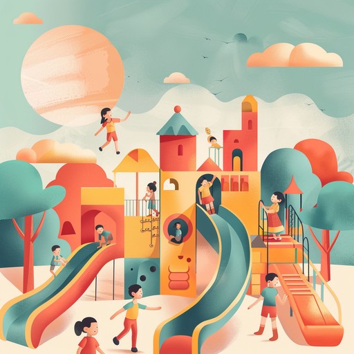 An upbeat and lively instrumental featuring playful melodies and a driving rhythm that captures the joy and excitement of children playing at the playground, complete with swings, slides, and laughter filled chases