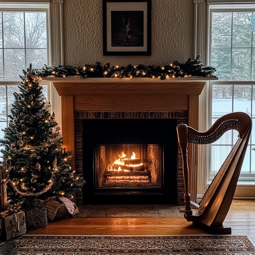 An instrumental piece featuring delicate harp tones that evoke the coziness of winter nights and the magic of the festive season, ideal for relaxation and peaceful sleep