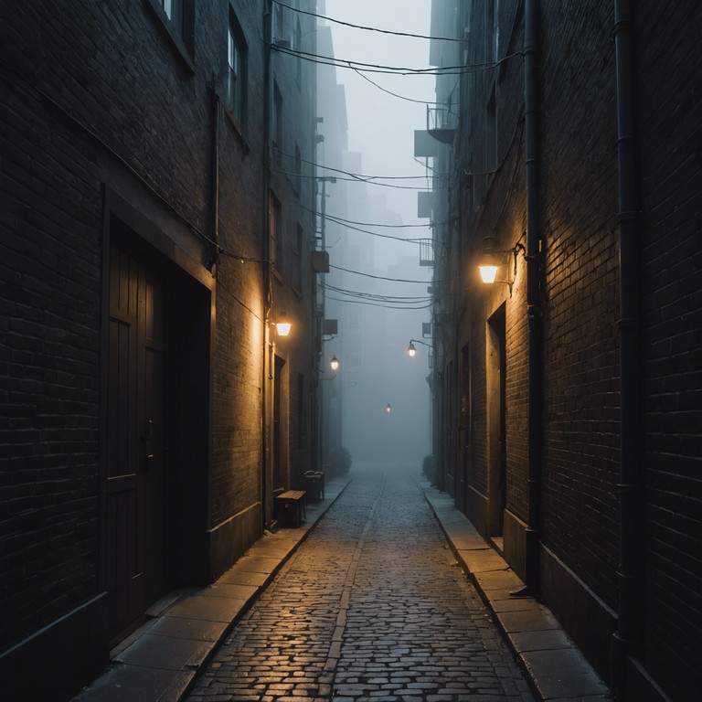 A haunting track that echoes down a dimly lit alley of the 1980s, highlighting the feel of suspense and mystery with a backdrop of pulsating synth rhythms that seem to bounce off shadowy walls. Vague whispers and fleeting footsteps add to the enigmatic aura, making it feel like a journey through an urban legend.