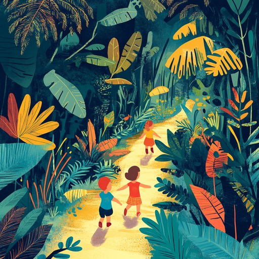 An upbeat instrumental song that takes children on an imaginative journey through a warm and exciting jungle environment.