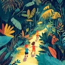 a lively instrumental depicting a child's tropical jungle adventure.