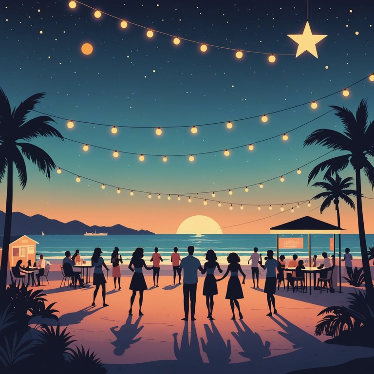 Imagine the beaches adorned with festive lights and decorations, people dancing to reggae rhythms with joy, and the seamless blend of traditional caribbean music with a festive holiday theme. This alternative title captures the essence of joy and communal celebratory spirit, immersing listeners in a full island holiday experience.