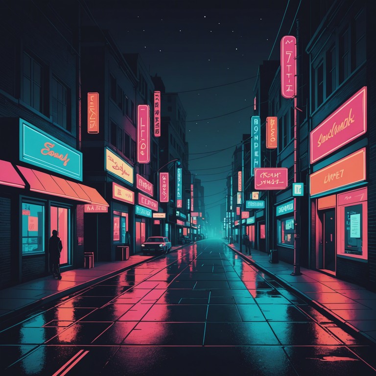 A unique track that merges the rhythmic pulse of the city with the haunting stillness of midnight, creating a soundscape that feels both familiar and unsettling. This composition invites the listener on a journey through deserted urban streets bathed in the glow of neon lights, where every shadow tells a story.