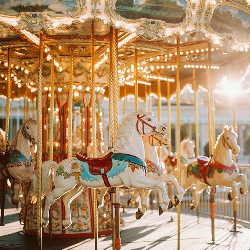 This track combines whimsical melodies and lighthearted harmonies to evoke the sensation of riding a carousel on a sunny day in a magical amusement park. The music is colorful, filled with twinkling sounds and an infectious rhythm that is bound to bring a smile to your face.