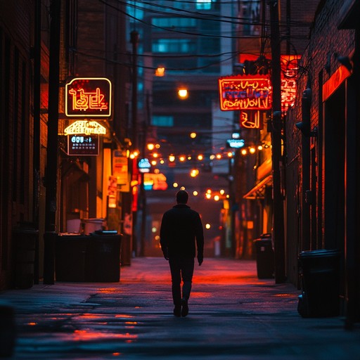 A gentle, introspective composition that reflects the anxiety and loneliness of wandering alone through empty city streets under the dim glow of streetlights, capturing the essence of solitude and introspection.