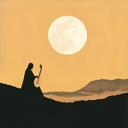 A graceful instrumental piece featuring traditional middle eastern scales, capturing the serene and mystical allure of a moonlit desert landscape.