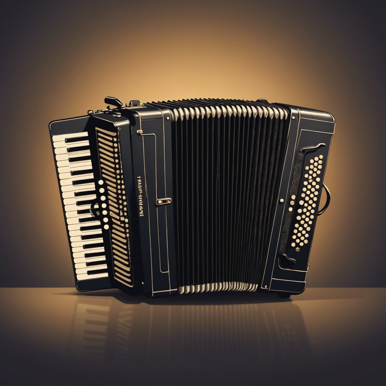 This alternative version explores deeper into the heart of a misty parisian cabaret scene, focusing more intensively on the interplay of shadows and soft light. The accordion plays slowly, drawing out each note to linger in the air, as if time itself has slowed within this hidden parisian enclave.