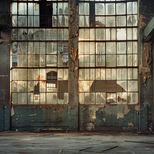 An ominous blend of industrial machinery sounds and distorted guitars creates a chilling atmosphere. The track evolves with layers of eerie synths, pulsating bass, and relentless drum patterns, evoking images of desolate, forgotten factories haunted by their past. The haunting melody weaves through the relentless beats, capturing the essence of an abandoned, decaying world.