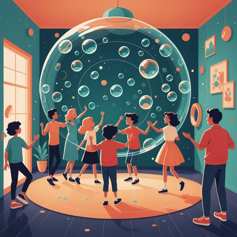 This track features a lively, bouncy tune that mimics the playful popping of bubbles in a joyous dance setting, creating an atmosphere of carefree fun ideal for party playlists or children's entertainment.