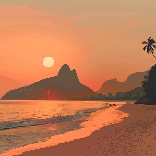 Feel the warmth of the sunset as soft, passionate bossa nova melodies gently sway you into an embrace of rhythmic enchantment. This sublime piece captures the essence of romance, transporting you to the golden beaches of rio de janeiro, as the sun dips below the horizon, casting a warm, orange glow. The airy guitar notes, entwined with delicate percussion and lush harmonies, create an inviting dance of euphoria and serenity.