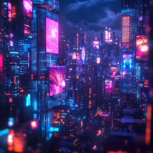 The track combines pulsating synth melodies with rhythmic urban beats, creating an energetic soundscape that embodies the hustle of a neon lit future city. Traditional hip hop rhythms are fused with futuristic electronic elements, evoking a sense of movement and progression through a sprawling metropolis.