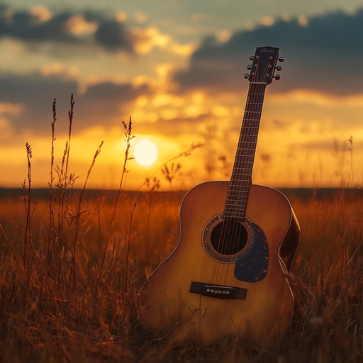 A gentle and soothing instrumental piece that captures the essence of a tranquil prairie sunset. The warm sound of the acoustic guitar blended with subtle layers of harmonica, fiddle, and mandolin creates a serene and idyllic atmosphere, transporting listeners to the heart of the countryside, bathed in the golden hues of twilight.