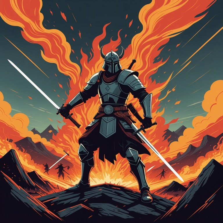 This track combines fierce guitar riffs and relentless, powerful drumming to create an atmosphere of aggression and determination. High speed melodies intertwine with a lightning fast solo, capturing the essence of an epic battle or intense pursuit. The composition's crescendo builds up to a roaring climax, leaving the listener exhilarated and breathless.
