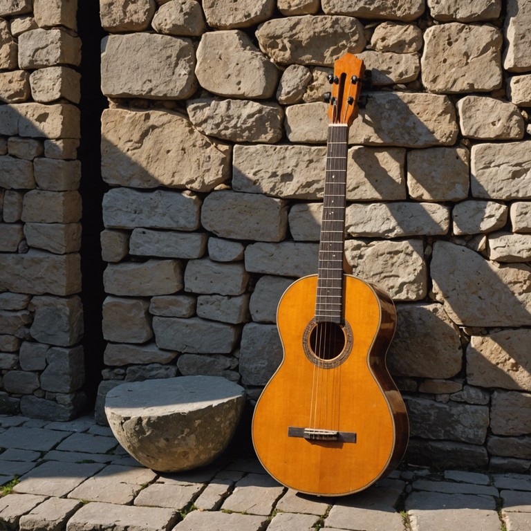 In a deserted medieval village, soft, haunting lute notes echo against cobblestone paths and shuttered windows, capturing an eerie stillness and the forgotten tales of once lively streets.