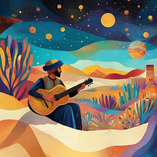 An exciting instrumental featuring traditional middle eastern melodies and lively rhythms, capturing the spirit of joyful gatherings under the desert sky.