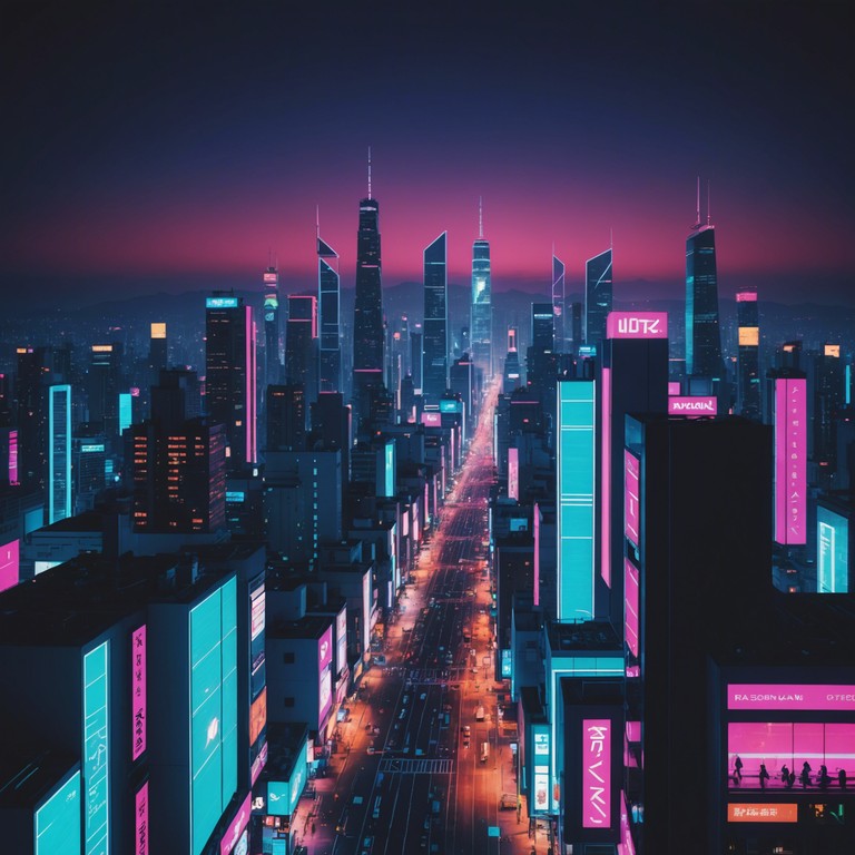 A track blending vibrant future bass with gritty undertones, neon shadows pulse exudes an urban nighttime vibe through dense electronic layers and punchy, syncopated rhythms. This piece is designed to evoke the feeling of cruising through a luminescent, cyberpunk cityscape, with sharp synth hits and deep bass drops guiding the journey.