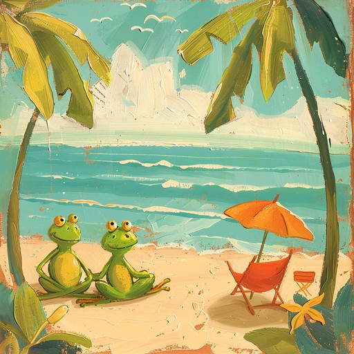 This whimsical reggaeton track captures the carefree essence of frogs on a joyful vacation. The bouncy rhythm and playful melodies transport listeners to a light hearted, enchanting escape.