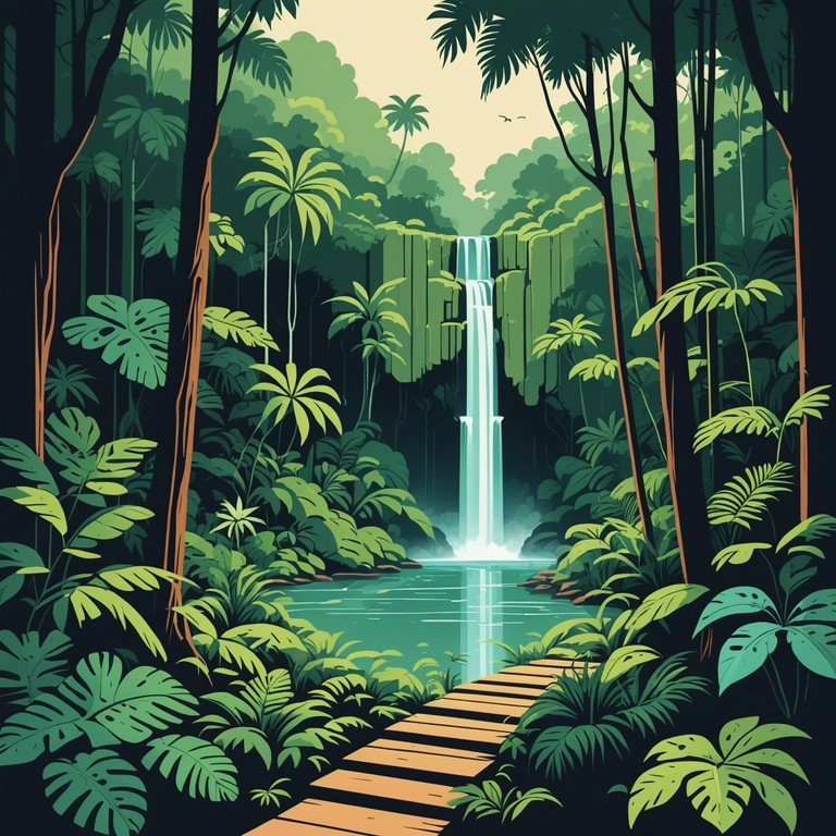 A sonic journey depicting the clash of serene tropical vibes with spirited, defiant undertones, inviting listeners to escape into a musical insurgency that feels both exciting and daring