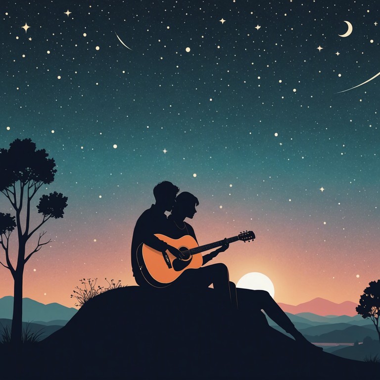 On a crisp night, the sound of an acoustic guitar resonates with heartfelt emotion, intertwining with the whispers of the wind, crafting a moment of pure connection with nature and self.