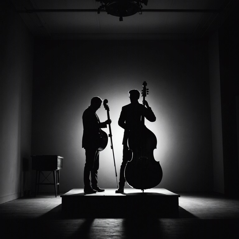 Imagine a smooth, vibrant swing tune that captures the essence of a cool, enchanting midnight journey through a lively jazz club. An acoustic bass leads the rhythm, complemented by subtle, upbeat swings and a touch of mystery in every note.