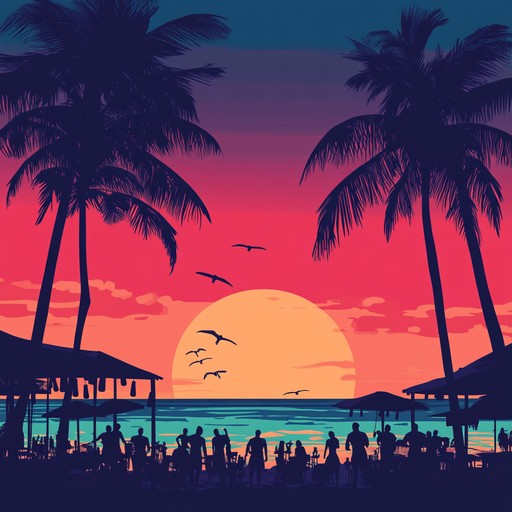 A confident blend of funky basslines, energetic synths, and smooth house rhythms, evoking the feeling of a vibrant sunset on a summer night. Infectious grooves and tight percussion create a lively atmosphere perfect for dancing and good vibes.