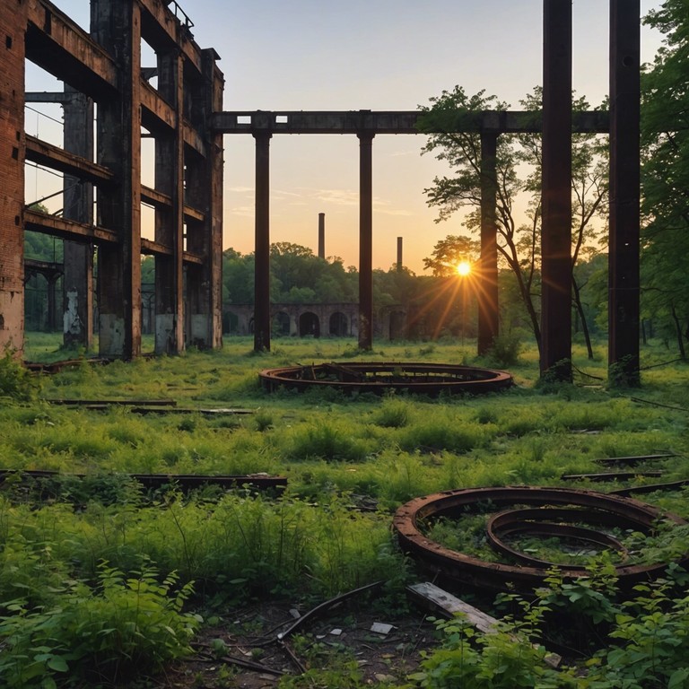 A soft, meditative core enveloped by the gritty textures of industrial sound, portraying a profound sense of calm within a storm. Perfect for evoking complex emotional landscapes as the soothing parts contrast sharply with the high energy bursts of industrial noise, symbolizing inner peace amidst external chaos.