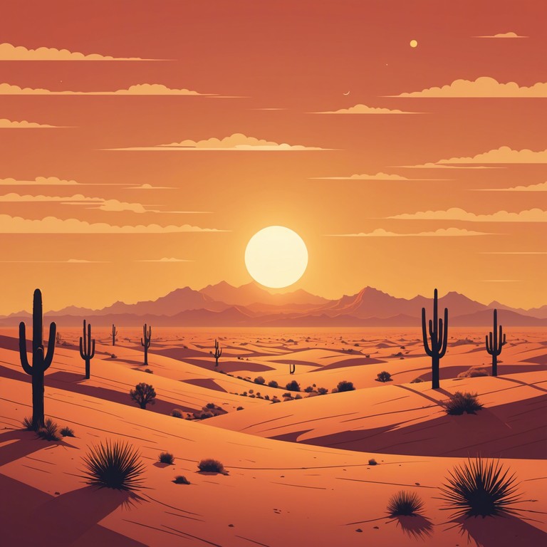 A soft acoustic guitar piece embodying the tranquility and vastness of a desert at sunset. The musical journey captures the essence of the wild west while inducing a state of peaceful contemplation. Perfect for reflective moments or background ambiance.