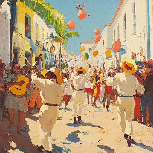 This invigorating track embodies the effervescent energy of a latin street parade, featuring a powerful blend of brass, percussion, and lively rhythms. As the music unfolds, it transports listeners to a world of vibrant festivals and communal revelry, making it ideal for any joyous occasion or scene needing an infusion of infectious energy.