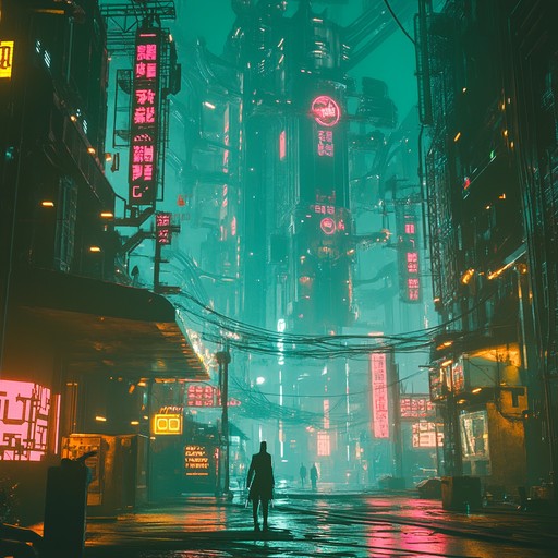 Mechanical drones and dark soundscapes combine, creating an atmosphere of intense hypnosis. The track uses heavy industrial sounds and ambient textures to transport listeners into a nightmarish, neon lit cyberpunk world.