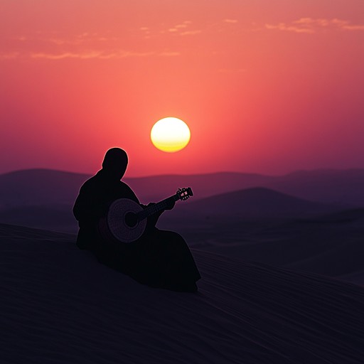 A haunting fusion of traditional middle eastern oud melodies intertwined with contemporary electronic elements, creating an atmosphere of deep sorrow and distant memories.