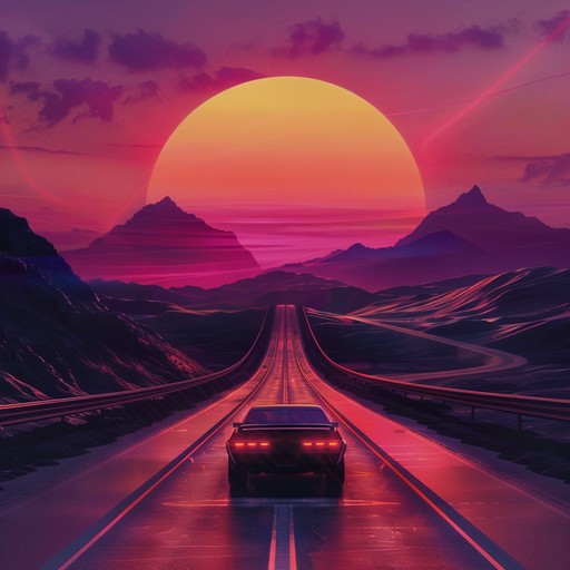 Imagine cruising down a coastal highway at sunset in a convertible sports car, the warm breeze blowing through your hair as the sun dips below the horizon. This instrumental synthwave track captures that feeling perfectly with its dreamy, nostalgic synth pads, pulsing bassline, and steady retro drum machine beat. Shimmering arpeggios and occasional guitar licks add to the wistful, carefree vibe.