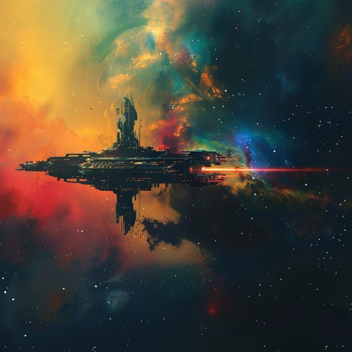 A trip hop piece inspired by the universe's grandeur, featuring majestic synth layers and compelling beats. This track guides its audience through uncharted territories in space, painting vast, colorful soundscapes.