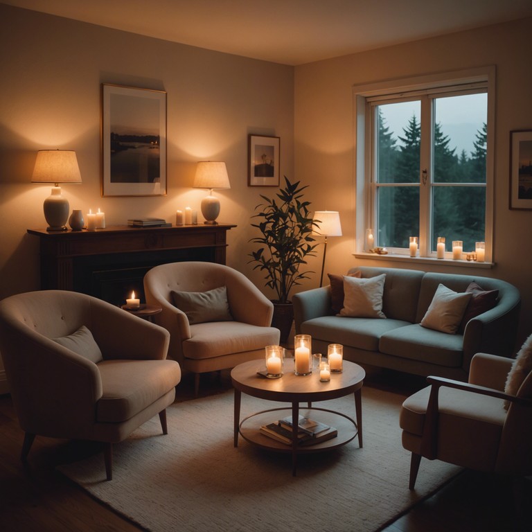 Imagine a tranquil lounge, soft dimmed lights, and a gentle melody that wanders through the room, evoking feelings of peace and introspection. This track, featuring a melodic piano, embodies the serene atmosphere of an evening meant for personal reflection or a quiet gathering.