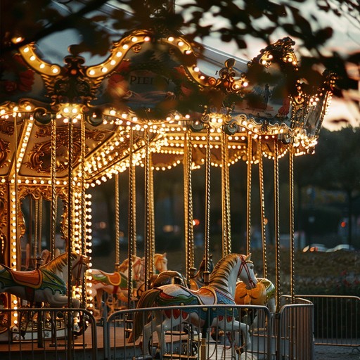 A peaceful carnival tune featuring gentle melodies and soft rhythms, invoking the image of a serene carousel ride on a quiet evening, filled with comforting and nostalgic vibes.