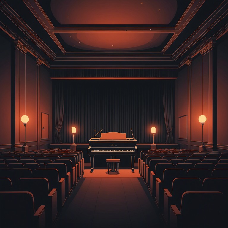 In an alternate universe, a phantom pianist performs under the dusty spotlight of an abandoned theatre, his ethereal melodies whispering neglected tales, evoking feelings of unfulfilled desires and timeless woe.